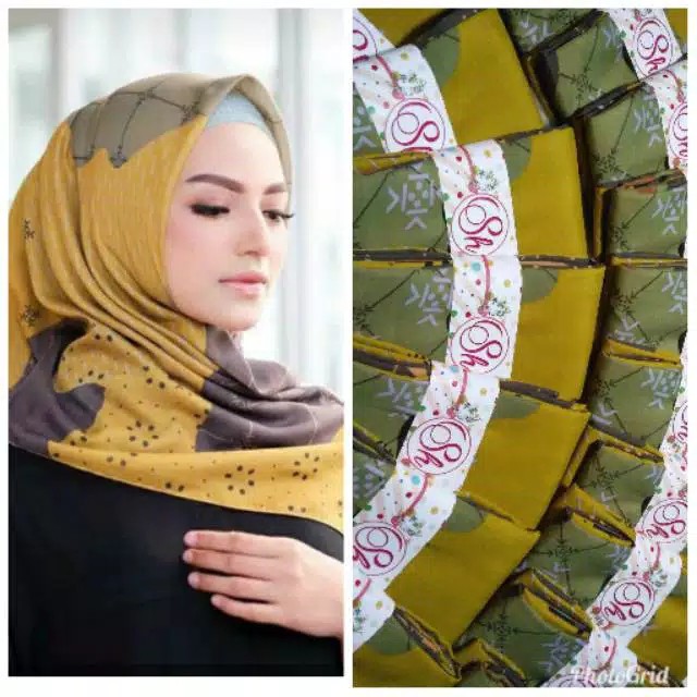 Hijab voal motif Kuning Gradasi