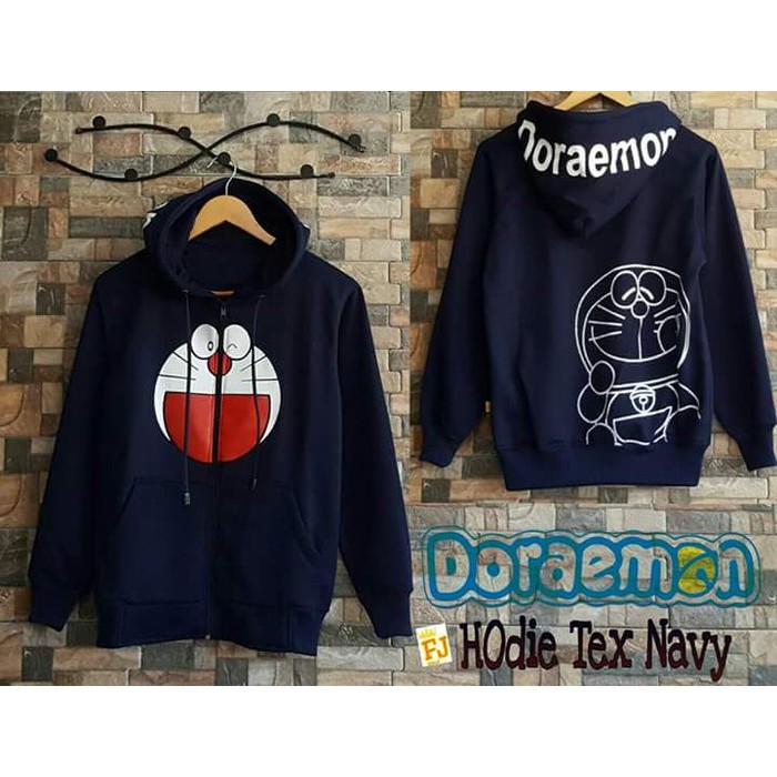 Luar Bordir Lubang Hitam Denim Jaket Wanita Korea Longgar Mahasis HG630 Jaket Doraemon Navy Murah