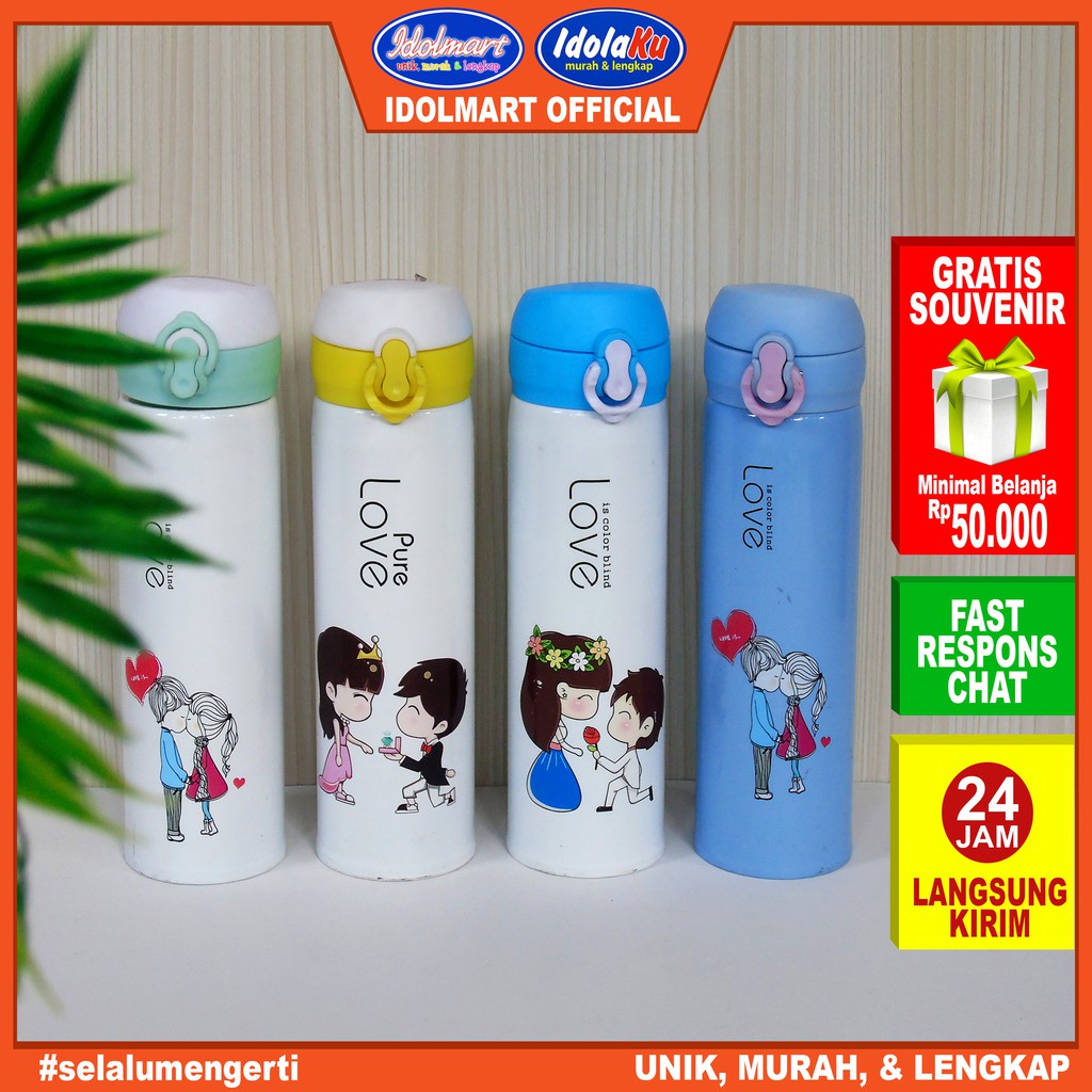 IDOLAKU  Termos Air Panas Pure Love 500Ml H666 Vacuum Flask - Termos Air Panas Dingin