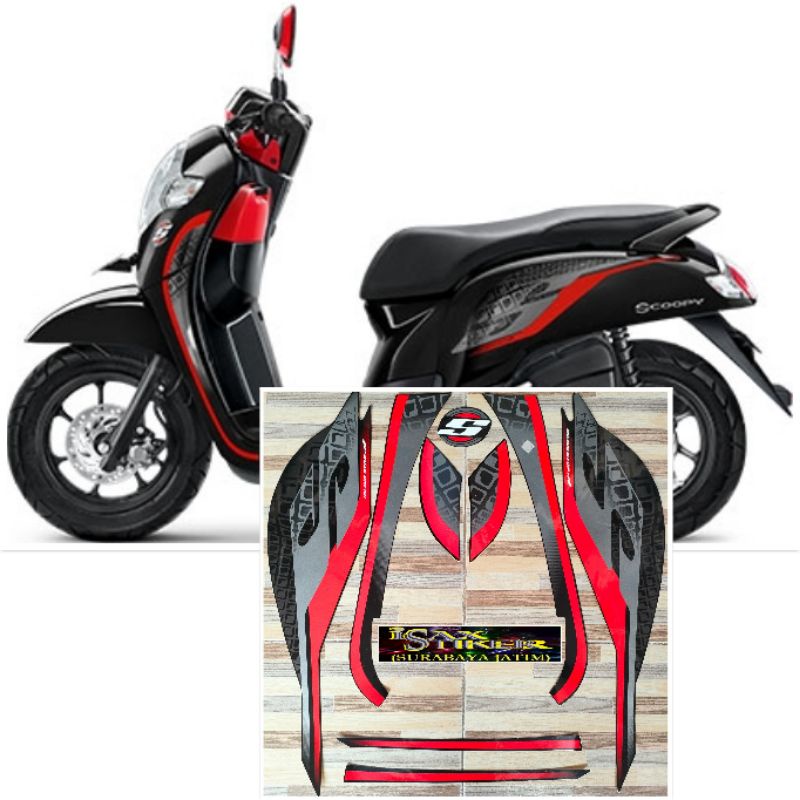 striping original Honda Scoopy Sporty hitam black tahun 2019