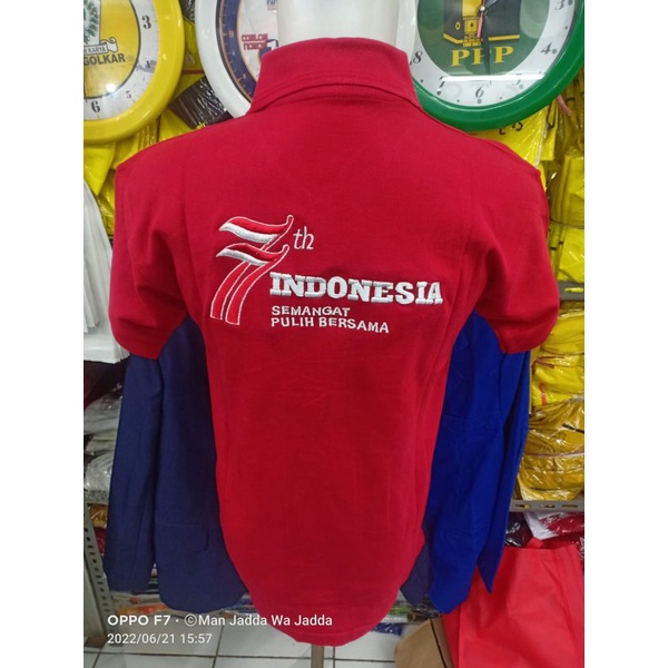 KAOS KEMERDEKAAN RI,KAOS POLO KATUN ATAU LACOSTE COTTON FULL BORDIR 77 TH KEMERDEKAAN RI,KAOS LENGAN