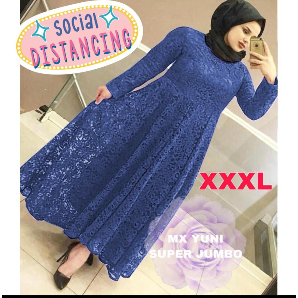 (JAMIN REALPICT) GAMIS YUNI SUPER JUMBO XXXL BUSUI BIGSIZE MAXI DRESS MUSLIM BRUKAT TULANG TIMBUL