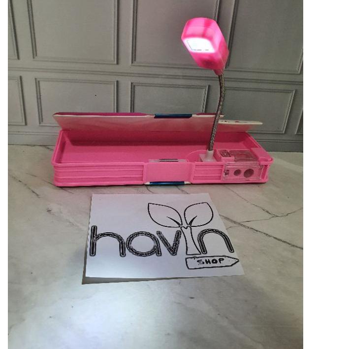 

kotak pensil magnet ada LAMPU SENTER untuk membaca/PENSIL CASE LAMPU