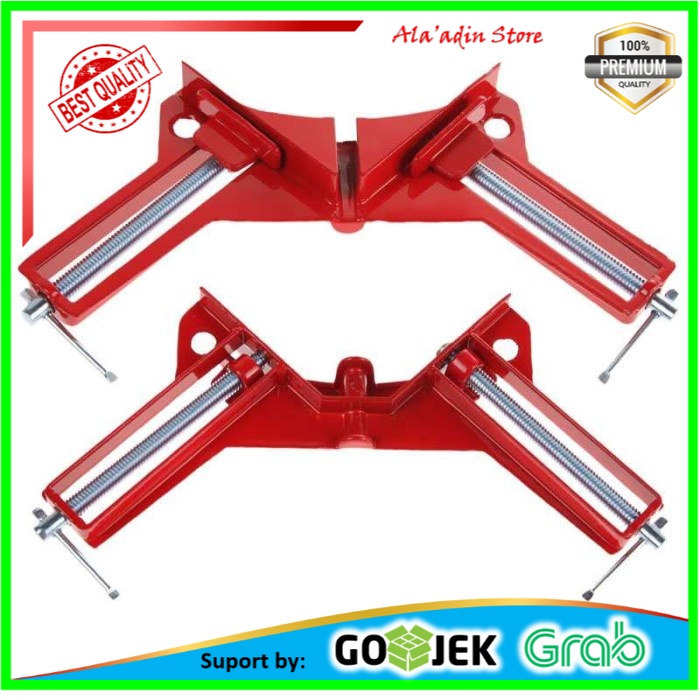 Cuci Gudang Clamp Penjepit Sudut Frame Kayu 90 Derajat 75mm Merah