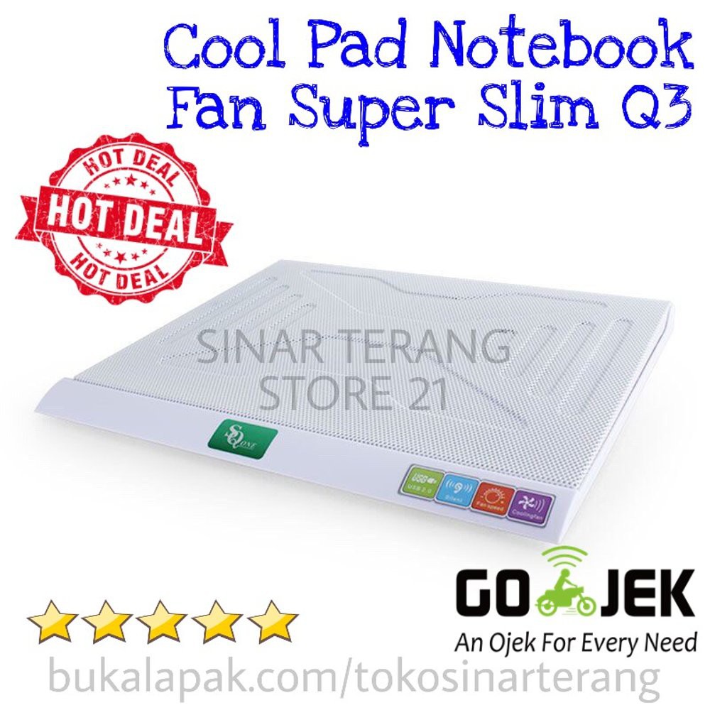 Coolpad Kipas Pendingin Laptop SUPER SLIM SQ One Q3 Cooling Cooler Notebook untuk Komputer asus ace