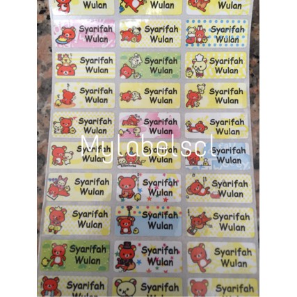 

Label Nama Name Sticker Beruang Bear Rilakkuma Teddy Waterproof Anti Air