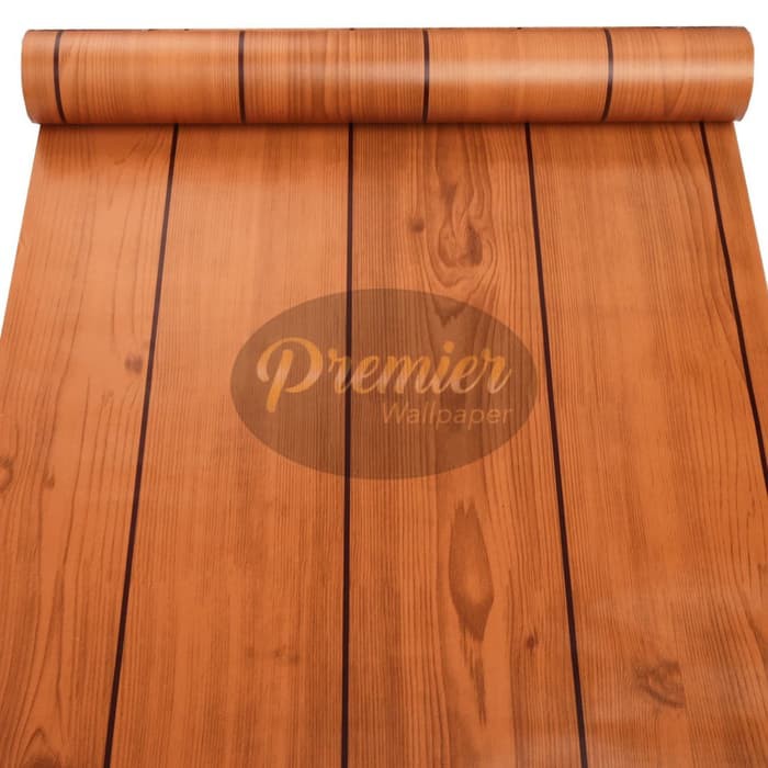 Jual wallpaper sticker dinding motif kayu laminasi coklat natural