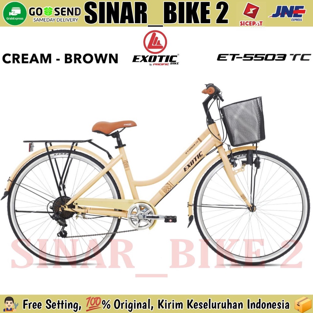 Sepeda Keranjang Dewasa EXOTIC ET 5503 TC Ukuran 26 Inch  Boncengan 7 Speed City Bike