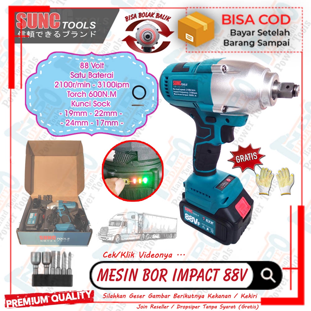 Jual Mesin Bor Impact Wrench Sunc Tools V Baterai Torsi Nm Velg