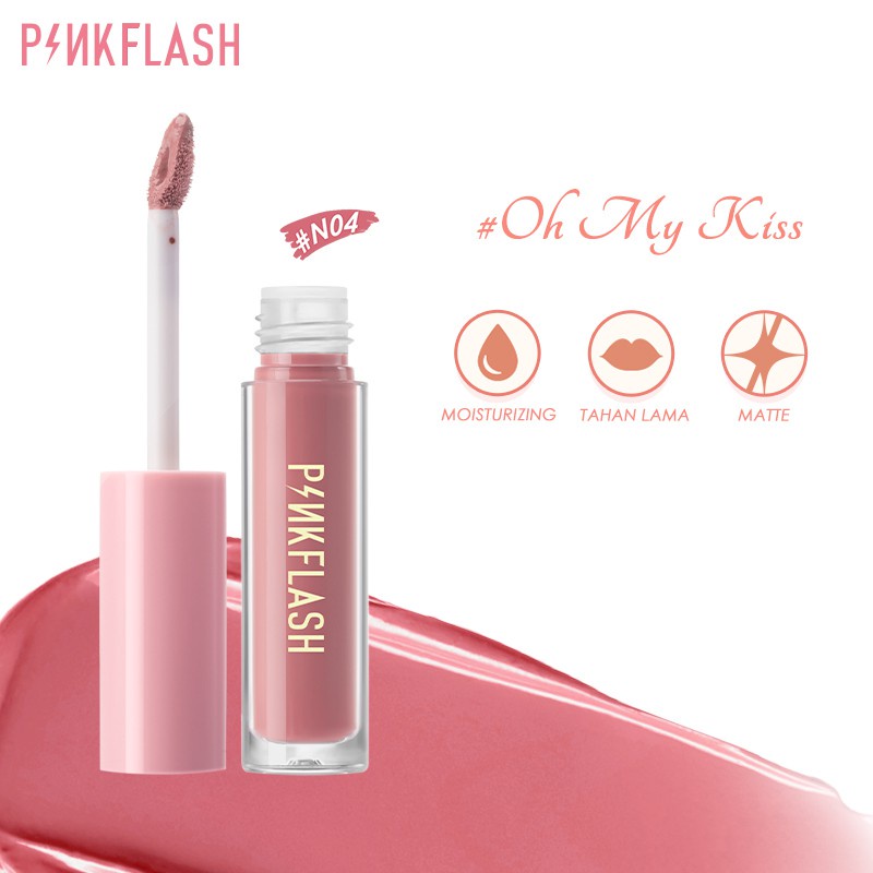 PINKFLASH Pelembab Pigmentasi Tinggi Matte Lipstik Lembut Tahan Lama N04 1 Piece Waterproof Lip Tint