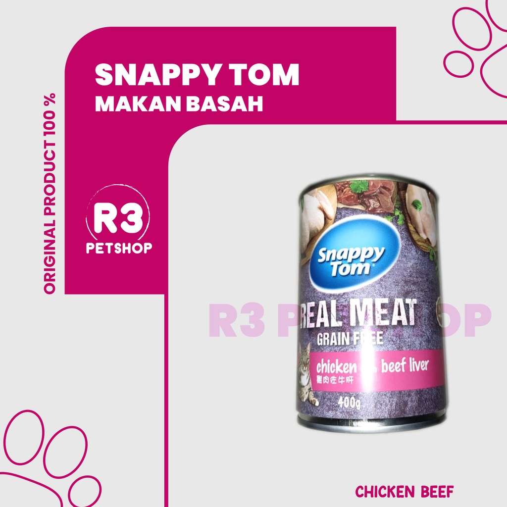 Makanan Kucing kaleng Snappy Tom 400g @1dus isi 12pcs wetfood