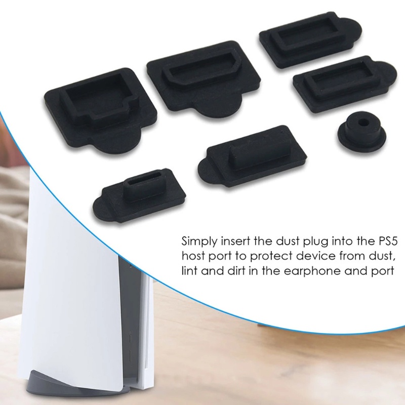 zzz For PS5 Console Silicone Interface Anti-dust Cover Dustproof Plug 7Pcs