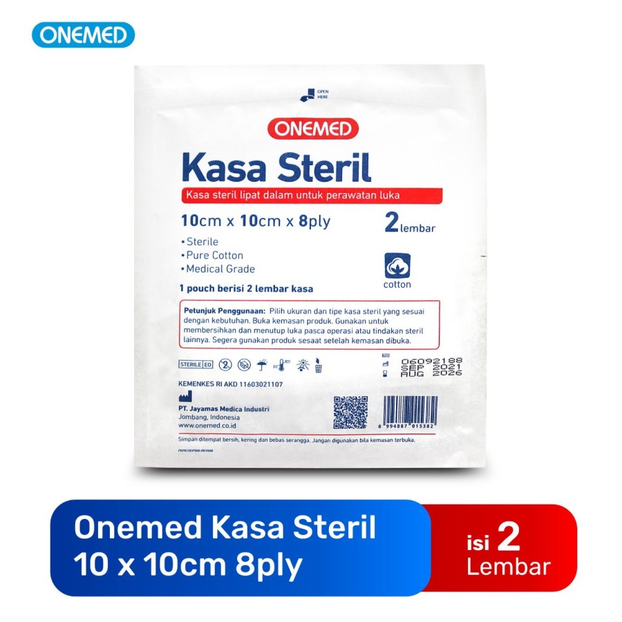 Kasa Steril 10x10 cm OneMed 8 ply Isi 2 Lembar/ Kassa Steril 10 x 10cm