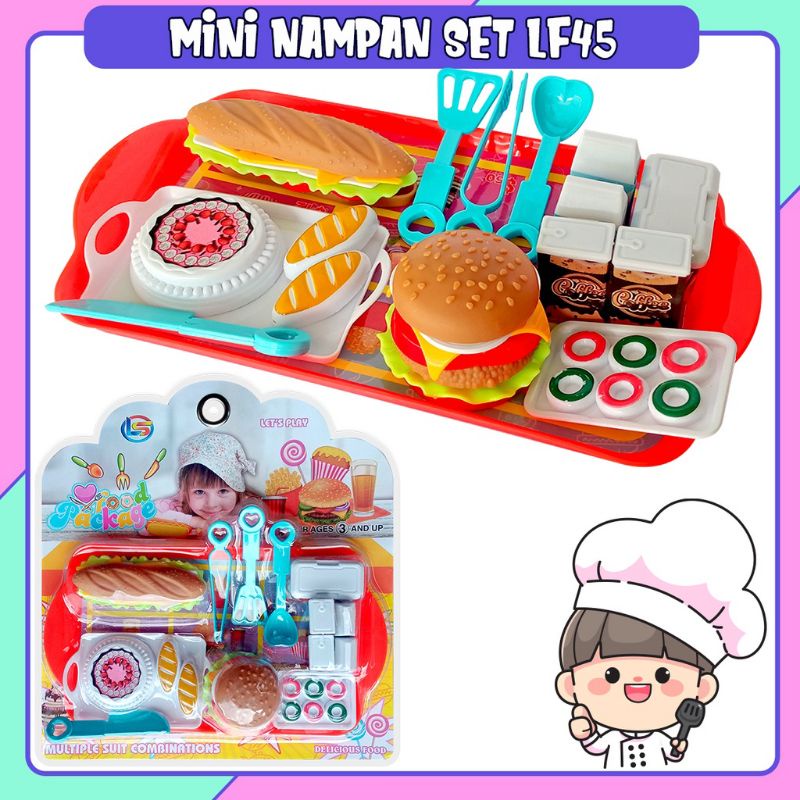 LF 45 - Mainan Mini Nampan Burger Hotdog Fast Food Delicious Small Tray Double Fast LF45