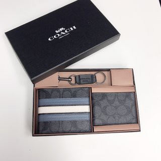 198-CH26072  26072  /Wallet Coach Men 3 In 1 Signature Varsity Midnight Navy Denim Man dompet