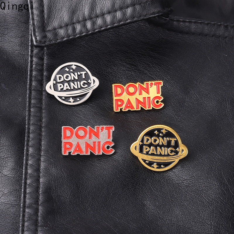 Bros Pin Enamel Desain Kartun Globe Luar Angkasa Don 't Panic Planet