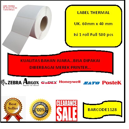 

Label Direct Thermal 60mmX40mm 1 line isi 500pcs