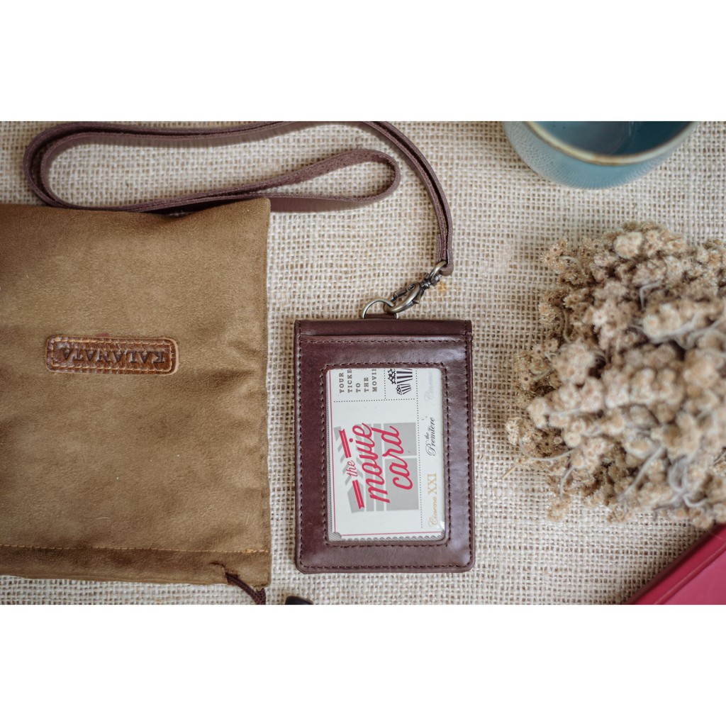

KalanataLeather Name Tag Kulit Asli Id Card Pullup - Free Grafir Nama