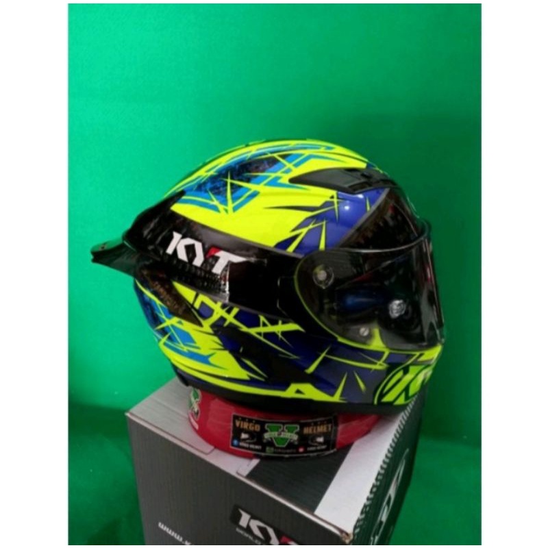 HELM KYT FALCON FR SPIKE YELLOW FLUE /DOUBLE VISOR PAKET GANTENG