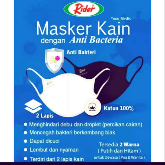 MASKER KAIN RIDER 100% KATUN ORIGINAL