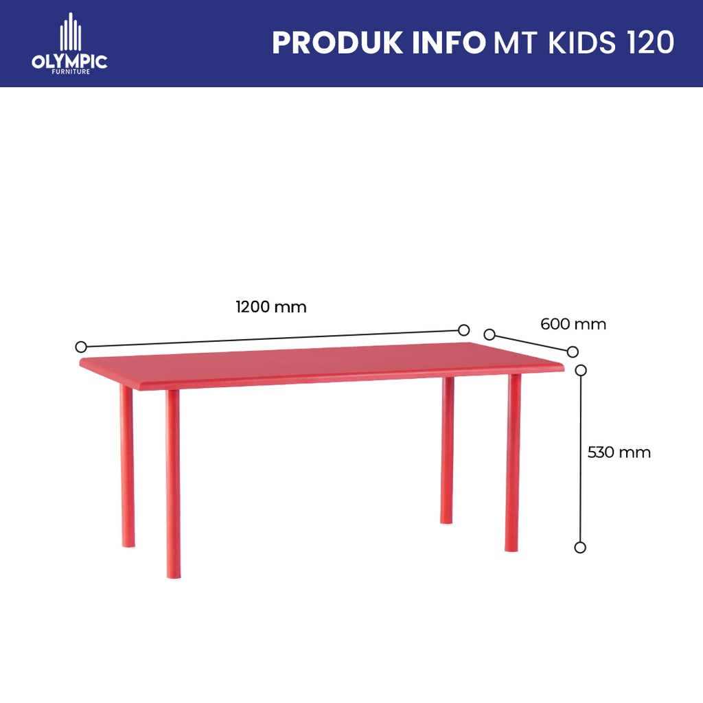 Olympic Meja Tulis Anak / Meja Aktivitas / Meja Besar Kayu Besi / MT KIDS 120