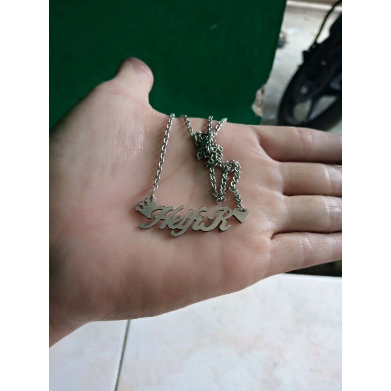 Kalung custom nama sendiri anti karat motip cartoon