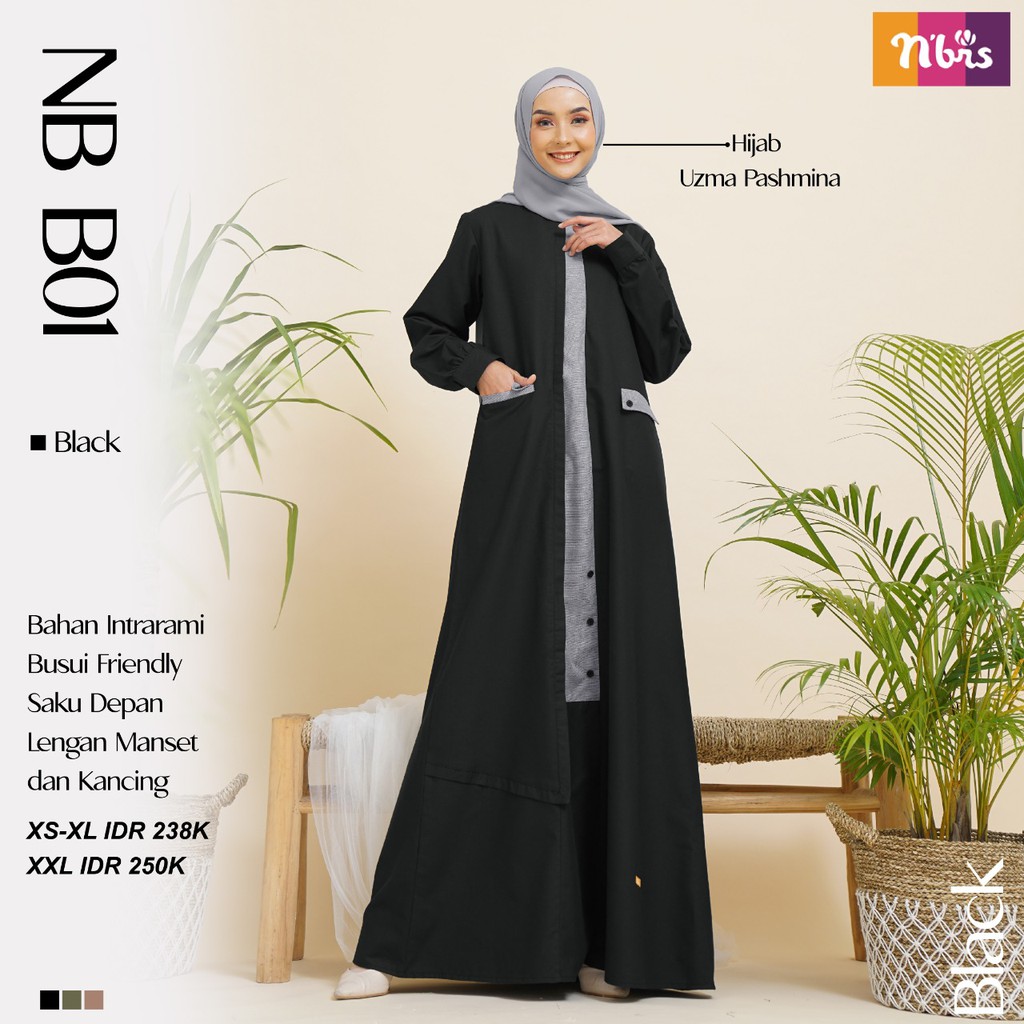 Nibras Gamis nb b01 Gamis Nibras bahan Intrarami Gamis Dewasa Polos Elegant