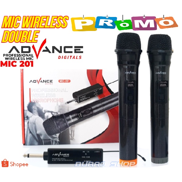 Mic DOUBLE Profesional Wireless Microphone ADVANCE mic 201 / Mic Tanpa Kabel Advance 201
