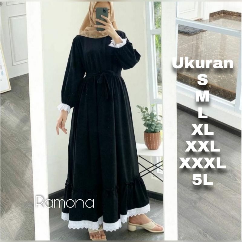 Ramona Dress Big Size Ukuran Size S M L XL 2XL 3XL 4XL XXL XXXL  XXXXL 2L 3L 4L 5L  Dress Wanita Jumbo Gamis Big Size Baju Korea Over Size