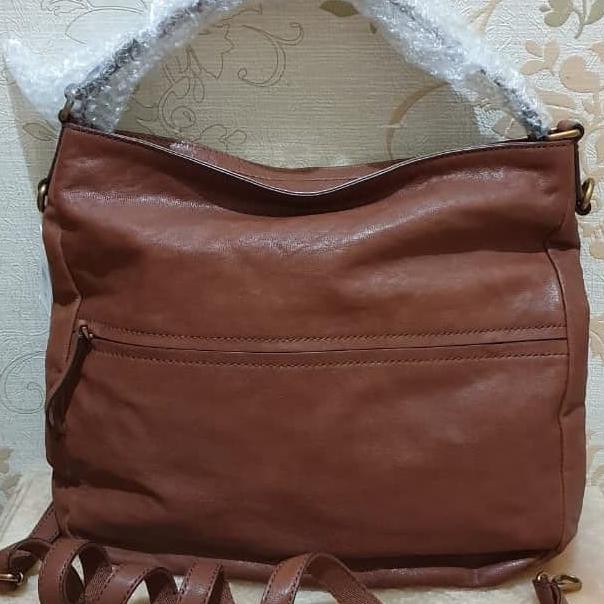 PROMO tas wanita Fossil Corey Hobo Large Brown Leather ori Shoulder Bag Wanita