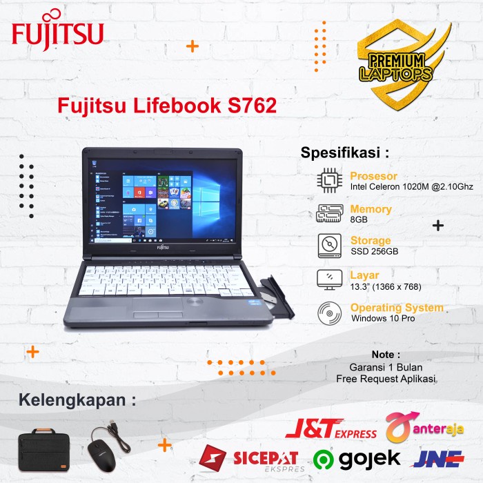 {bekas} Laptop  Fujitsu Lifebook Original Bergaransi - 4GB  SSD 120GB Murah
