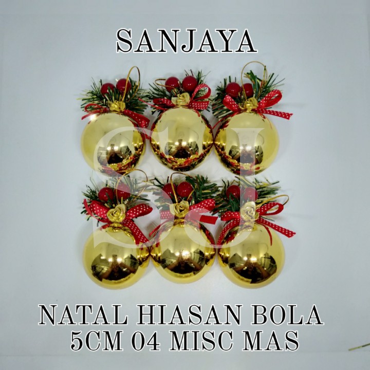 [1 Bks] Ornamen Hiasan Bola Pohon Natal / Aksesoris Bola Natal Gantungan Pohon Natal / Natal Hiasan Bola 5Cm 04 Misc Mas