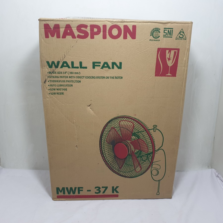 Kipas Angin Tembok Maspion 14 inch MWF 37K - 37 K MWF37K Wall Fan 14&quot; Kualitas terjamin original