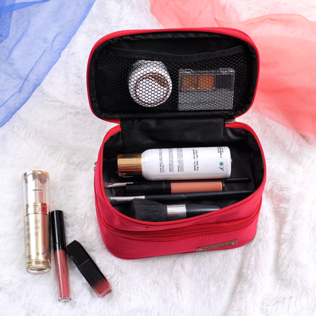 Tas make up susun mini Organizer bag susun pouch kosmetik waterproof travel tempat make up polos tas cosmetic wanita murah