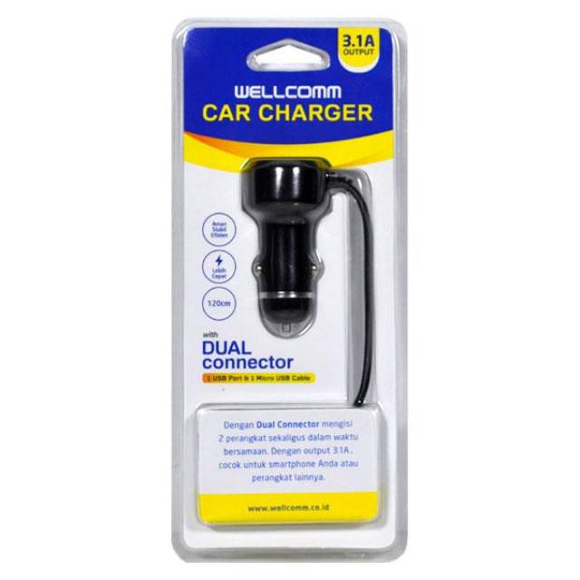 Car charger dual connector 3.1A charger mobil dual usb 3.1A
