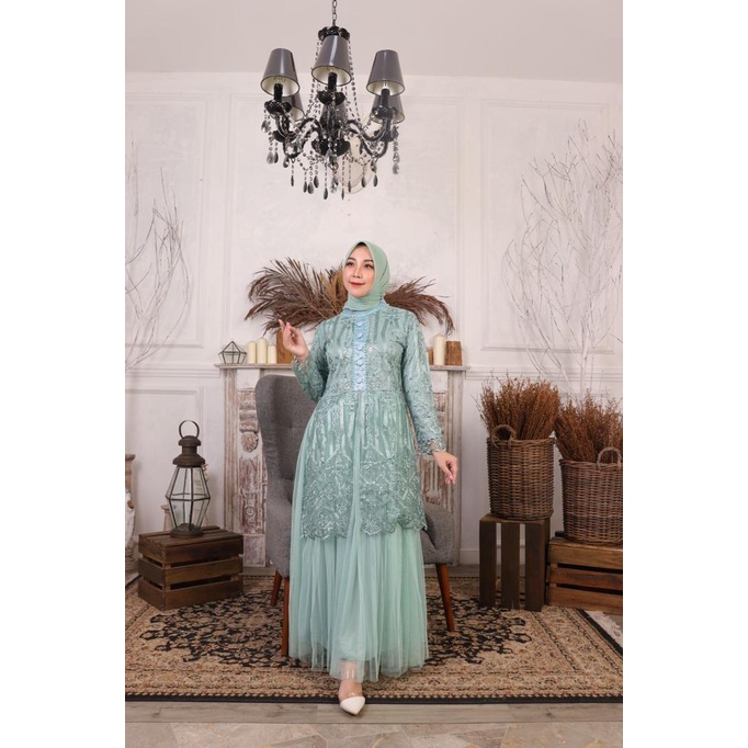 Dress Hayfa FM / Kebaya Gamis Modern / Kebaya Gamis Kondangan / Gamis Pesta Mewah / Gamis Modern / Gamis Brukat / Gamis