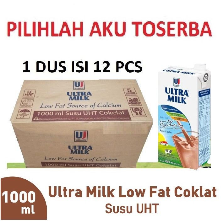 SUSU ULTRA LOW FAT COKLAT COKELAT 1 LITER 1000 ML - ( 1 DUS ISI 12 PCS )