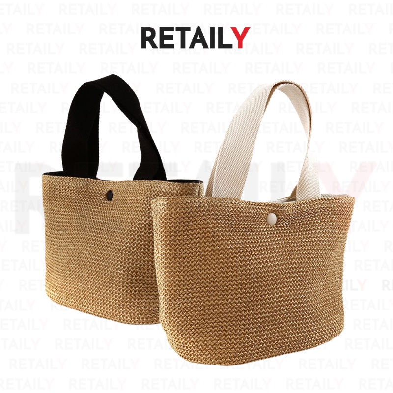 Retaily RY1409 Tas Jinjing Wanita Tas Tenteng Anyaman Jerami Tas Retro Vintage Estetik