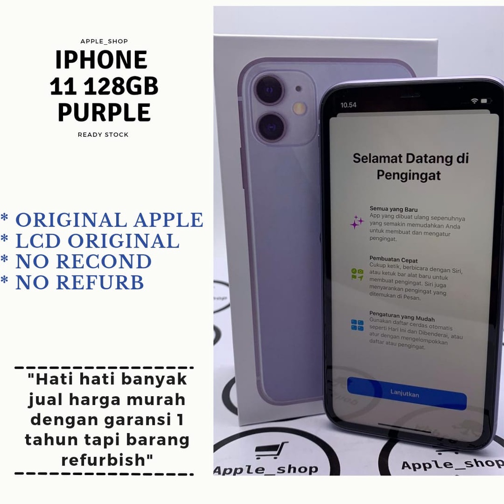 iPhone 11 128gb Purple Lcd Original Mulus Original Bukan Refurbish / Rekondisi