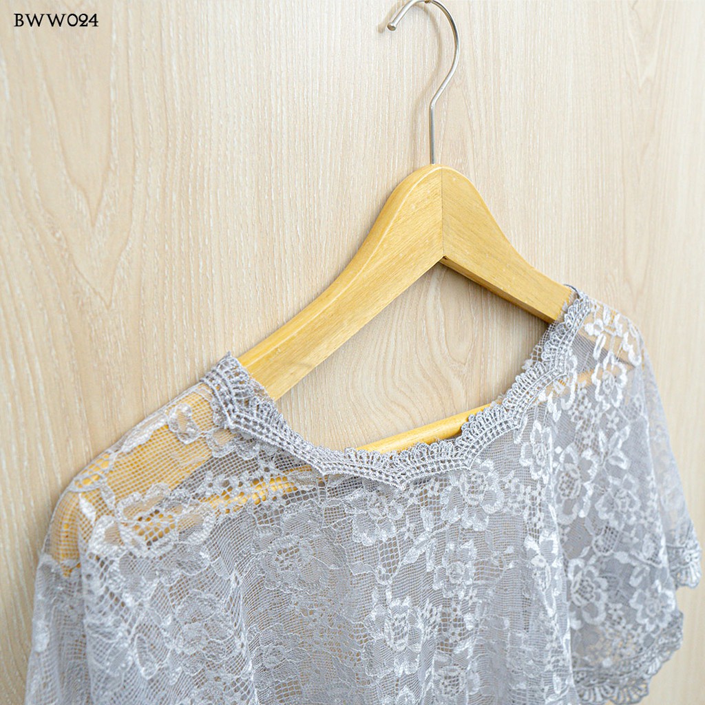 [PRODUK FAVORIT] BOLERO KARDIGAN BROKAT AKSESORIS PENGANTIN LACE SILVER BWW024