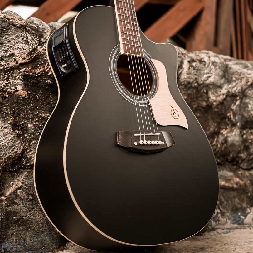 GITAR SEMI AKUSTIK MANDALIKA DTS-02 BLACK OPEN PORE