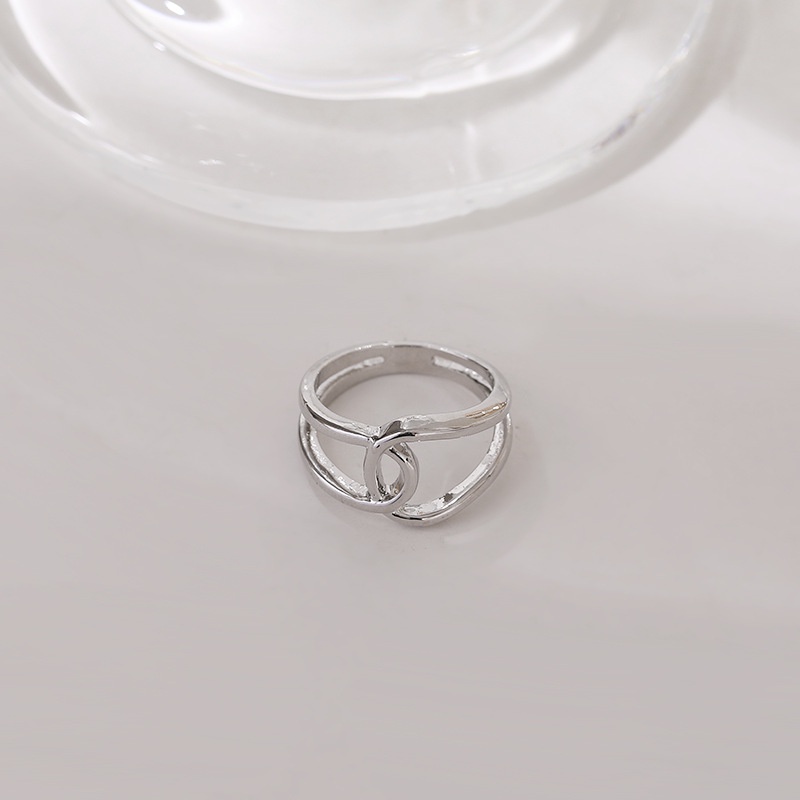 Gaya korea pribadi ins cincin sederhana hollow desain garis rasa normcore cincin gaya temperamen Ind