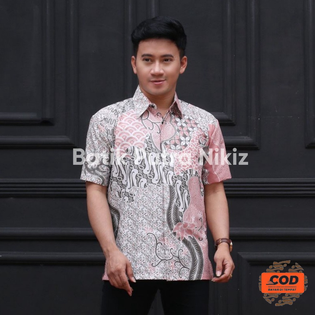 (COD) New Kemeja Pria Hem Batik Lengan Pendek Modis Kekinian