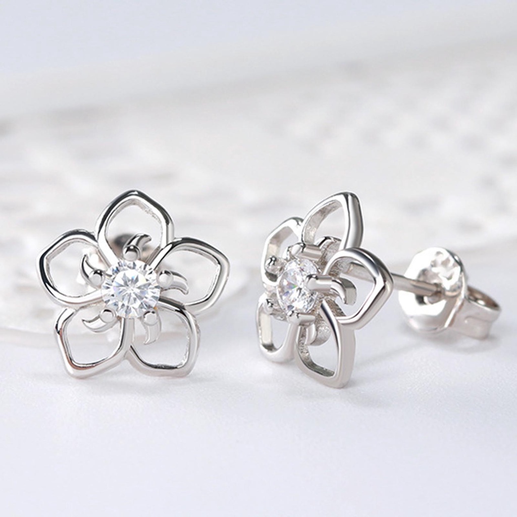 Hu Hu Hu Hu Hu Alat Bantu Pasang Kacamata♡ 1 Pasang Anting Stud Bentuk Bunga Aksen Berlian Imitasi Gaya Korea Untuk Perhiasan