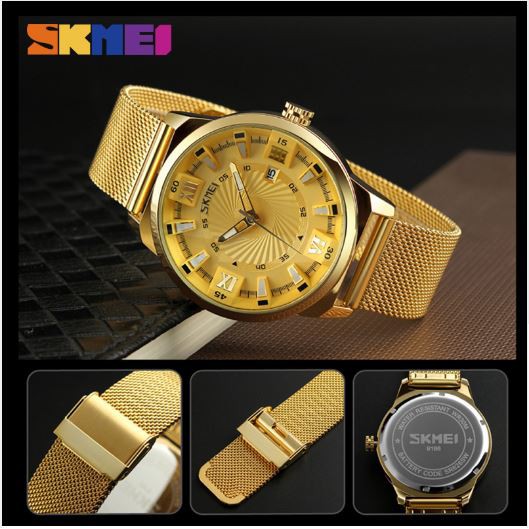 SKMEI 9166 Jam Tangan Pria Analog Tali Stainless WATCHKITE WKOS