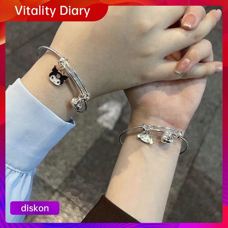 【COD❤️】Gelang Couple Gelang Anti Karat Wanita Dan Anti Luntur Kartun Yugui Anjing Kulomi Gelang Yang Dapat Disesuaikan Beberapa Gelang Teman Terbaik Kuromi Gelang fairy gelang manik VDY