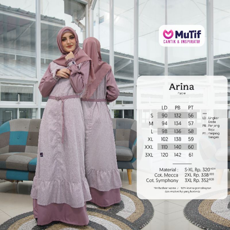 SARIMBIT MUTIF ARINA PURPLE GAMIS ARINA KOKO ADRIAN