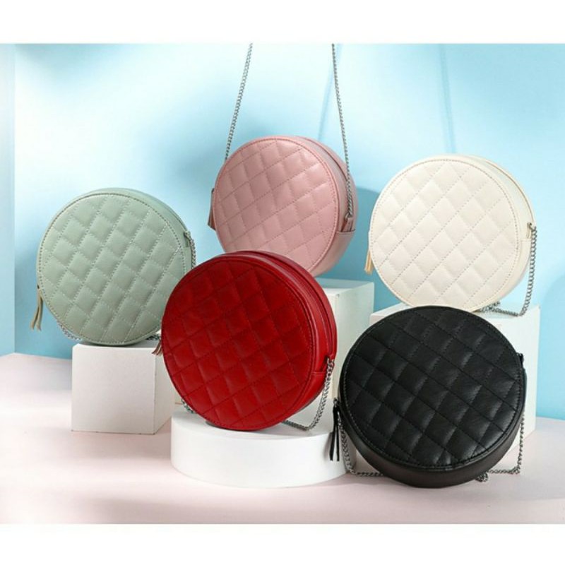 MINISO Tas Bahu Slempang Wanita Lingge Bulat Fashion Sling Bag Woman