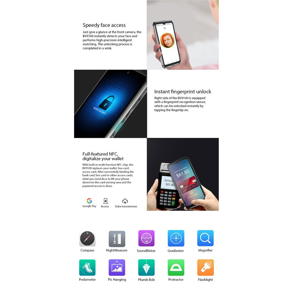 Blackview Bv9100 Smartphone 13000mah 4gb Ram 64gb Rom 64gb Octa Core Android 9 0 Nfc 4g Shopee Indonesia