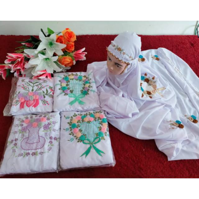 Mukena terusan anak bordir tile